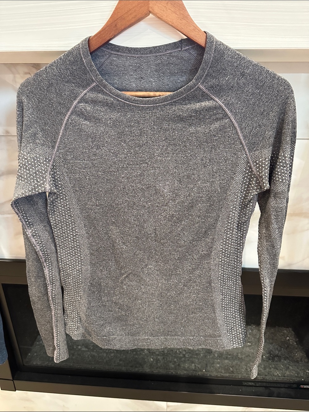 Figs Heather Gray Long Sleeve Performance Top